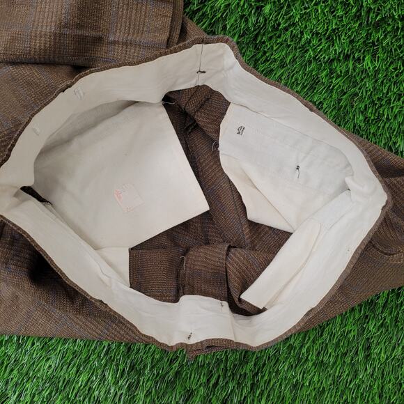 Vintage 80s MOD Polyester Check Pants 32x27 Textured Brown - Picture 6 of 16